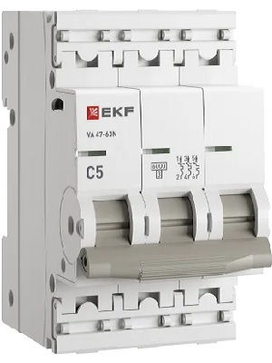 Изображение товара Автоматический выключатель EKF M636305C 3 полюса 6 кА для электросетей