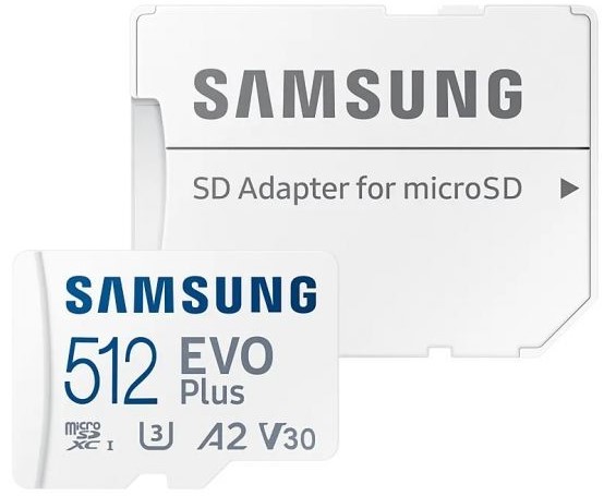 

Карта памяти MicroSDXC 512GB Samsung EVO Plus MB-MC512SA/APC Class 10, A2, V30, UHS-I (U3), 90/160MB/s, EVO Plus