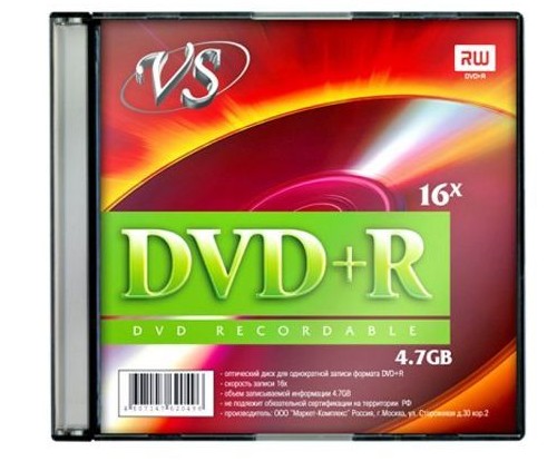 Диск DVD+R VS VSDVDPRSL501 4.7Gb, 16x, Slim Case 5шт.(620519)