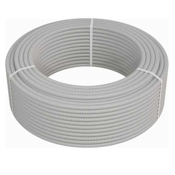 

Труба гофрированная тяжёлая Ecoplast 21116HFR HFFR, с зондом, без галогена, трудногорючая, цвет серый, диам. 16мм (100м), 21116HFR