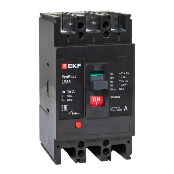 

Автоматический выключатель в литом корпусе EKF mccb-63-15-3-16-ls LS63 15кА 3P 16А ProPact, mccb-63-15-3-16-ls