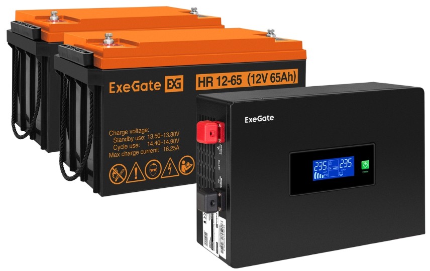 

Комплект Exegate IdealSine SR-1500.LCD.2SH EX297436RUS ИБП EX295994RUS + батарея 65Aч EX282982RUS 2шт (инвертор, синус, для котла, PF=1, настенный), 1, IdealSine SR-1500.LCD.2SH