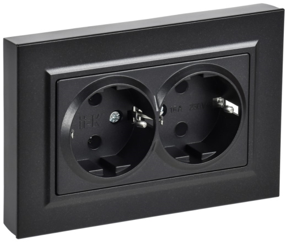 Изображение товара Розетка двухместная IEK BR-R27-16-K02-F с заземлением