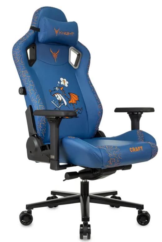 

Кресло игровое Бюрократ Knight Craft Dragon синий эко.кожа крестов. металл, Knight Craft Dragon