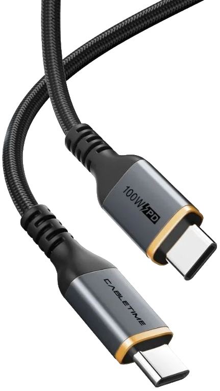 Кабель CABLETIME CU03H CT-CM100-AG1 USB-C to USB-C, 100W, 480Mbps, 1 м., чёрный