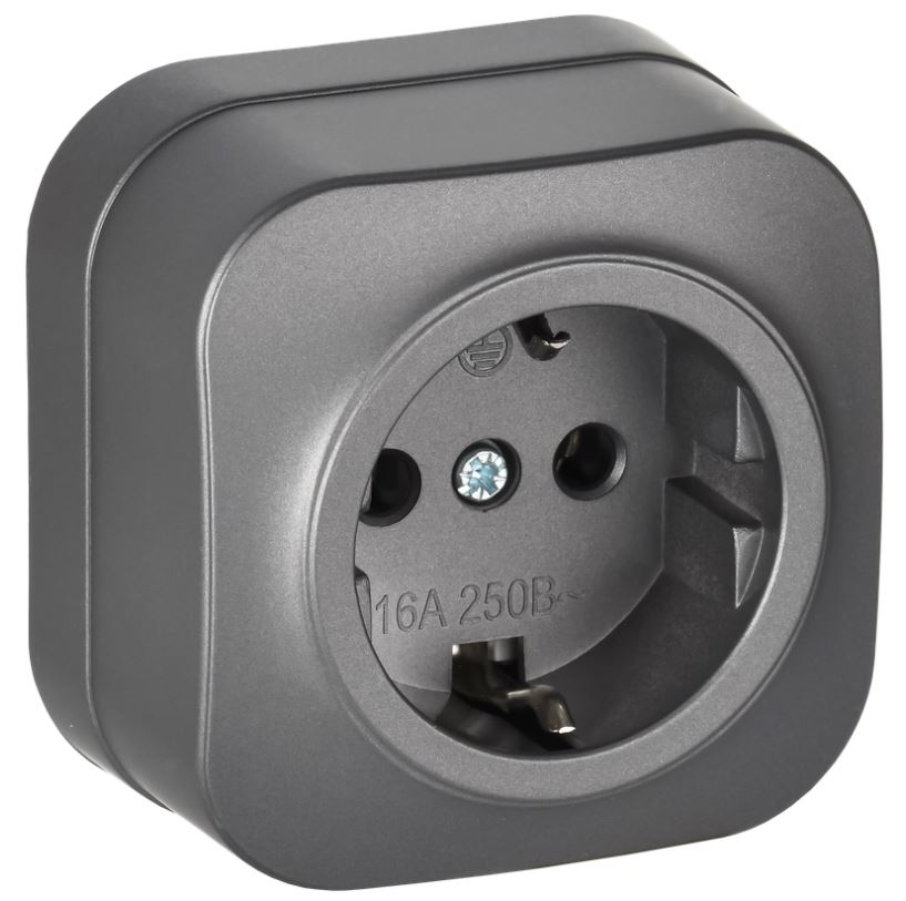 

Розетка с заземлением IEK ERH11-K46M-16 GLORY для открытой установки без защитных шторок 16А РС20-3-ХСм сталь матовый, ERH11-K46M-16