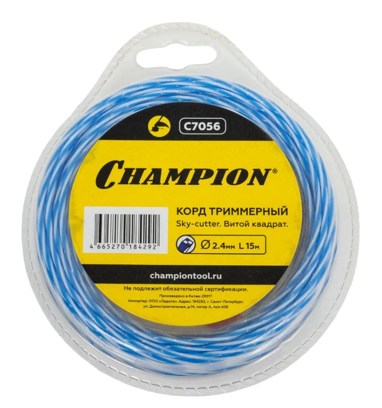 

Корд CHAMPION C7056 триммерный Sky-cutter 2,4мм*15м (витой квадрат), C7056