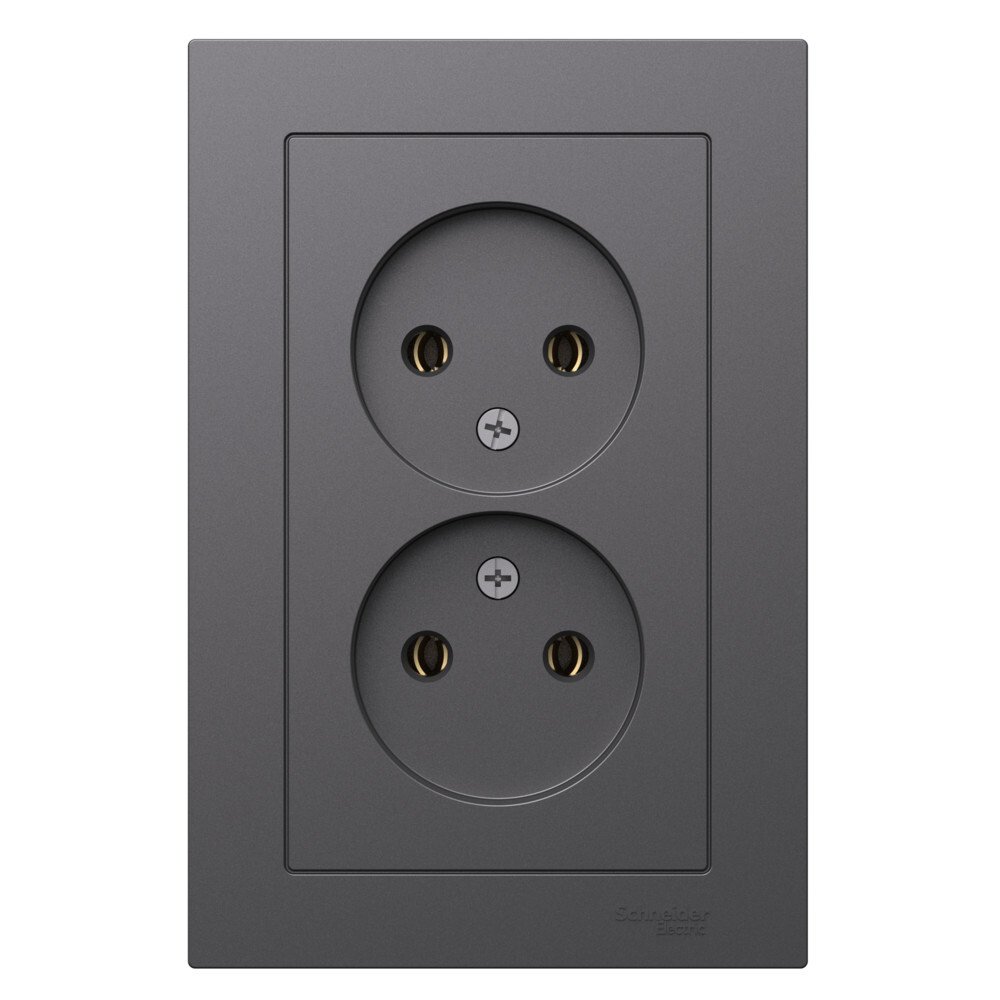 

Розетка двухместная без заземления Systeme Electric ATN001420 AtlasDesign 16А, в сборе, базальт, ATN001420