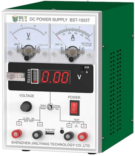 Изображение товара Лабораторный блок питания BestTool BST-1503T с выходом 15 В и 3 А для лабораторий