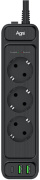 фото Сетевой фильтр  AGNI TP-FS3U3E-PD-3m-black
