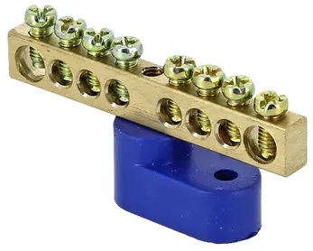 

Шина EKF sn0-63-08-1 "0" N (6x9мм) 8 отв. латунь синий угловой изолятор, sn0-63-08-1