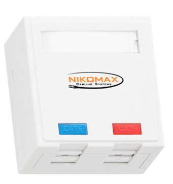 

Компьютерная розетка настенная NikoMax NMC-WO2UE2-FT-ST-WT 2 порта, Кат.6, RJ45/8P8C, FT-TOOL/110/KRONE, T568A/B, неэкран., со шторками, белая, NMC-WO2UE2-FT-ST-WT