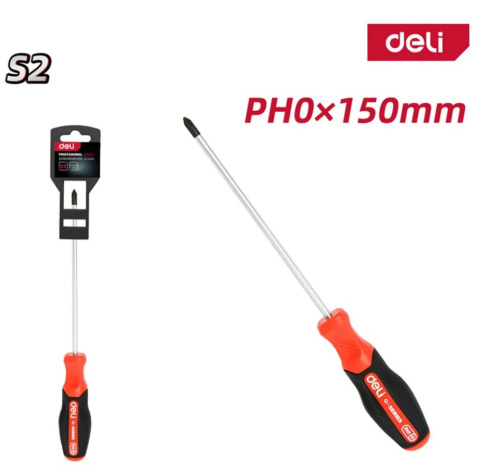 Изображение товара Отвертка Deli DL3455 PH0 150мм профессиональный инструмент