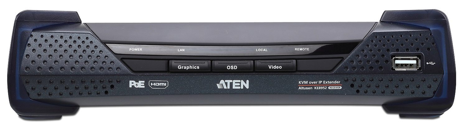 

Удлинитель Aten KE8952R-AX приемник, KVM USB HDMI+AUDIO+RS232, 10км при прямом подкл через SFP/неогранич.при подкл через LAN, GigabitEthernet (TCP/IP), KE8952R-AX