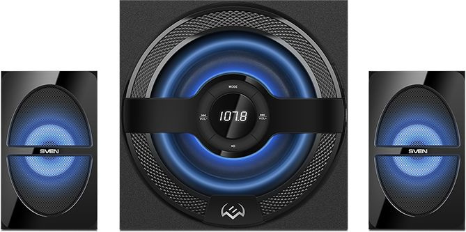 Компьютерная акустика 2.1 Sven MS-2085 SV-020101 60Вт, 2х15Вт, LED дисплей, FM-тюнер, Bluetooth, USB, черная