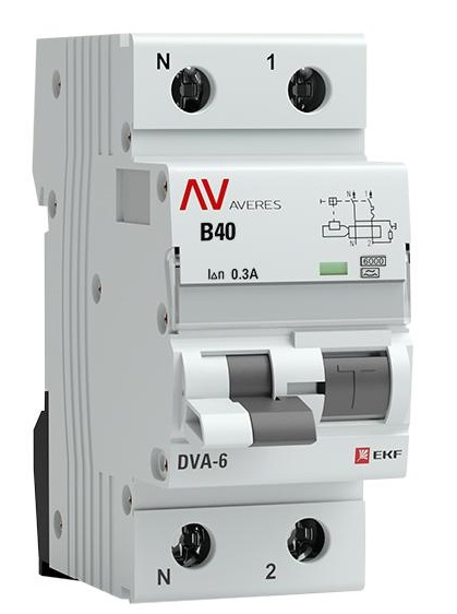 

Автомат дифференциальный EKF rcbo6-1pn-40B-300-a-av DVA-6 1P+N 40А (B) 300мА (A) 6кА AVERES, rcbo6-1pn-40B-300-a-av
