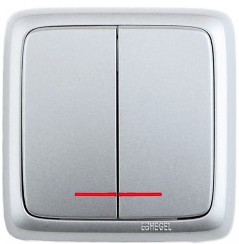 Изображение товара Двухклавишный выключатель HEGEL ВА10-154-06 для освещения и бытовых приборов