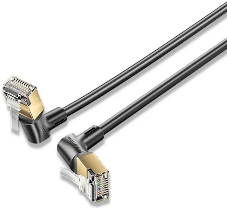 

Кабель патч-корд Vention IKLBJ STP cat.8 прямой, RJ45 угол 360 - 5м. черный, IKLBJ