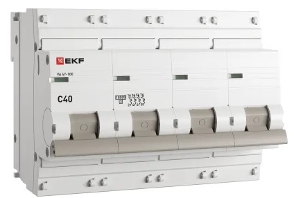 

Автоматический выключатель EKF mcb47100-4-40C-pro 4P 40А (C) 10kA ВА 47-100 PROxima, mcb47100-4-40C-pro