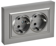 фото Розетка двухместная с заземлением  IEK BR-R27-16-K46-F