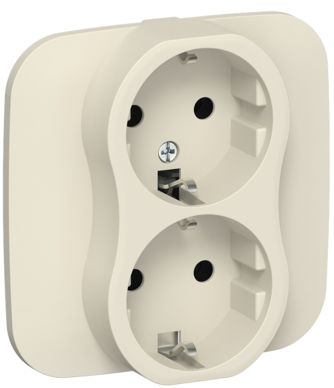 

Розетка двухместная с заземлением IEK FI-R21A-16-1-K86 FLITE без защитных шторок безвинтовое крепление 16А РС12-1-А-ФлСл сливочный, FI-R21A-16-1-K86
