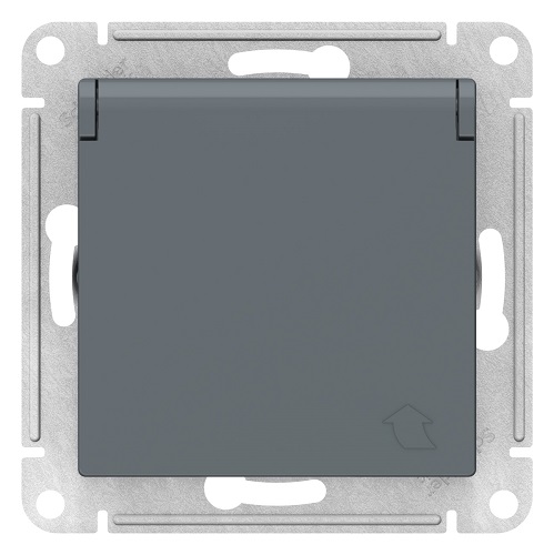 

Розетка Schneider Electric ATN000746 AtlasDesign, с заземлением, с крышкой, со шторками, винтовые клеммы, грифель, 16А, ATN000746