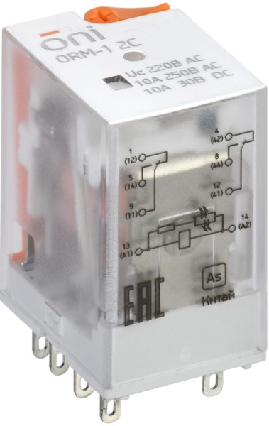 Изображение товара Миниатюрное интерфейсное реле ONI ORM-1-2C-AC220V-L-B для автоматизации