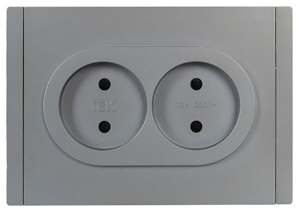 

Розетка двухместная без заземления IEK FP-R23-10-1-K46 FORTE&PIANO с защитными шторками б/к 10А FP525 сталь, FP-R23-10-1-K46