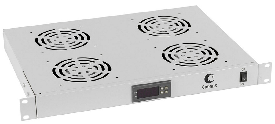 

Вентиляторный модуль Cabeus JG03t 19", глубина 320 mm, 4 вентилятора, с цифровым термодатчиком, JG03t