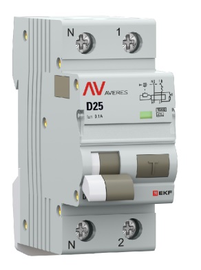 

Автомат дифференциальный EKF rcbo10-1pn-25D-100-a-av DVA-10 1P+N 25А (D) 100мА (A) 10кА AVERES, rcbo10-1pn-25D-100-a-av