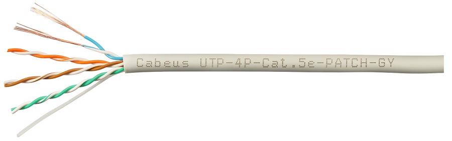 

Кабель витая пара U/UTP 5e кат. 4 пары Cabeus UTP-4P-Cat.5e-PATCH-GY 24AWG(7х0.20 мм), медь, многожильный (stranded), внутренний, PVC, серый, уп/305м, UTP-4P-Cat.5e-PATCH-GY