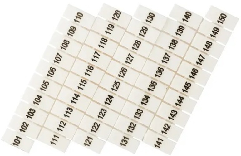 

Маркер EKF zb-st-2.5-100-150 для JXB-ST/Push-in 2,5 с нумерацией 100-150 (100 шт.), zb-st-2.5-100-150