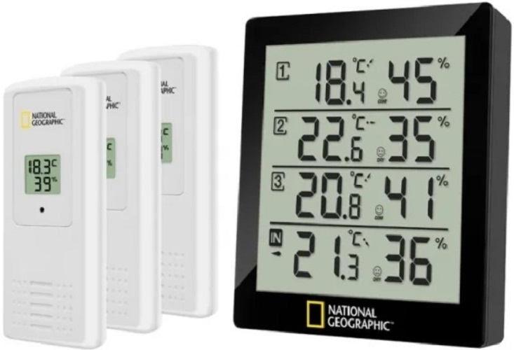 

Термогигрометр Bresser 9070200 National Geographic с тремя датчиками, цвет: черный, 9070200