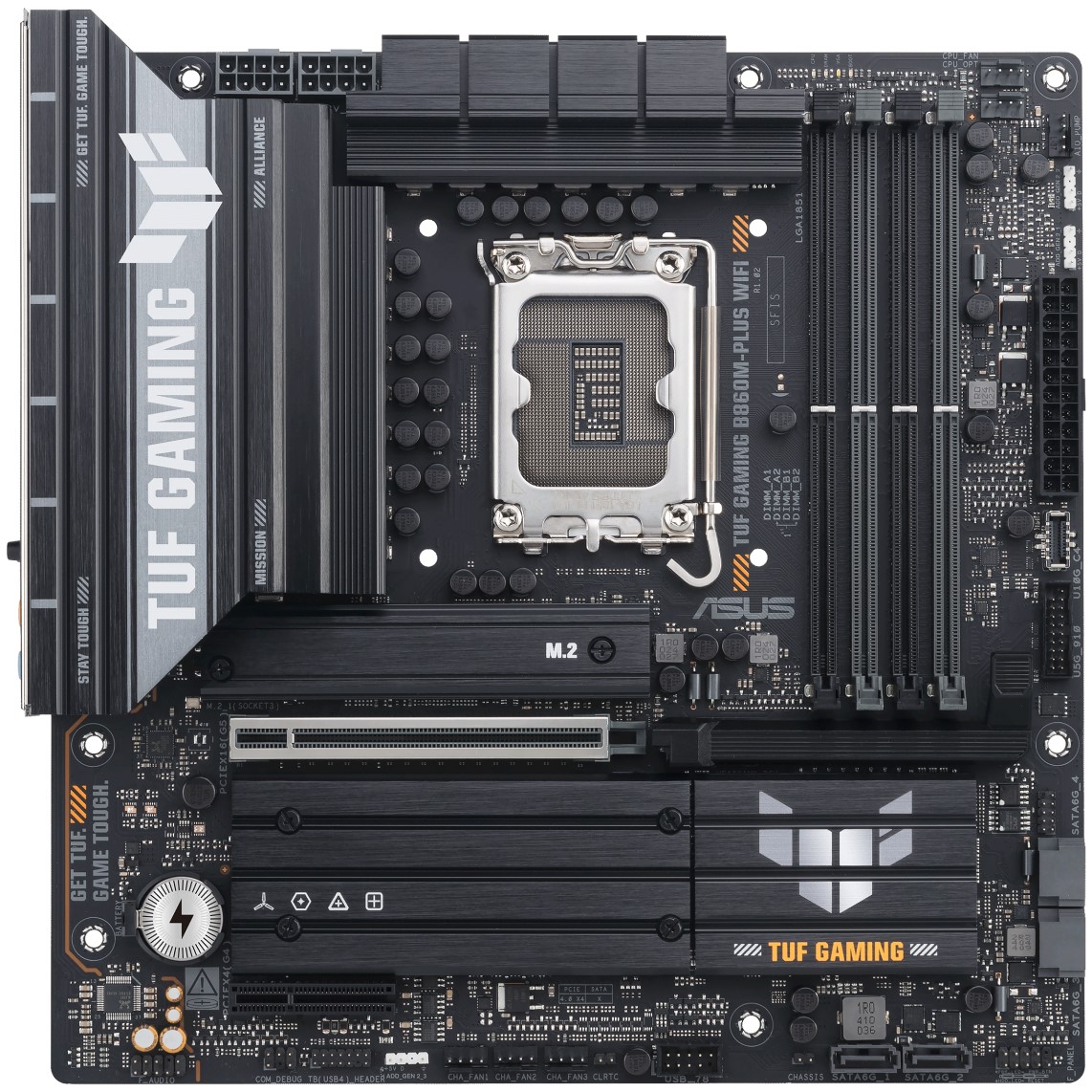 

Материнская плата mATX ASUS TUF GAMING B860M-PLUS WIFI 90MB1JV0-M0EAY0 (LGA1851, B860, 4*DDR5, 4*SATA, 3*M.2, WiFi, BT, 6*USB 3.2, USB 2.0, USB Type-C, TUF GAMING B860M-PLUS WIFI