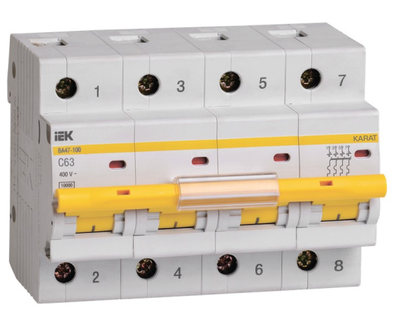 Изображение товара Автоматический выключатель IEK MVA40-4-063-C IP20 63 А 400 В 4 полюса