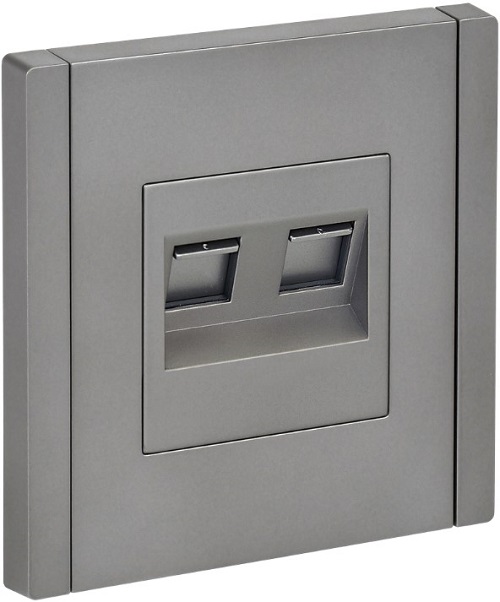 

Розетка компьютерная+телефонная IEK FP-KT20-O-1-K46 FORTE&PIANO RJ11+RJ45 кат.5E FP535 сталь, FP-KT20-O-1-K46