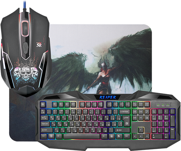 

Клавиатура и мышь Defender Reaper MKP-018 52018 черныя, 104 клавиши, Reaper MKP-018