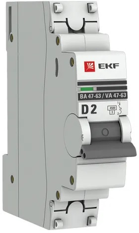 Изображение товара Автоматический выключатель EKF mcb4763-1-02D-pro IP20 2А 230В модульный