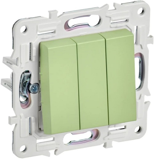 

Выключатель трехклавишный IEK SK-V30-0-10-K06 SKANDY 10А SK-V11M мятный, SK-V30-0-10-K06