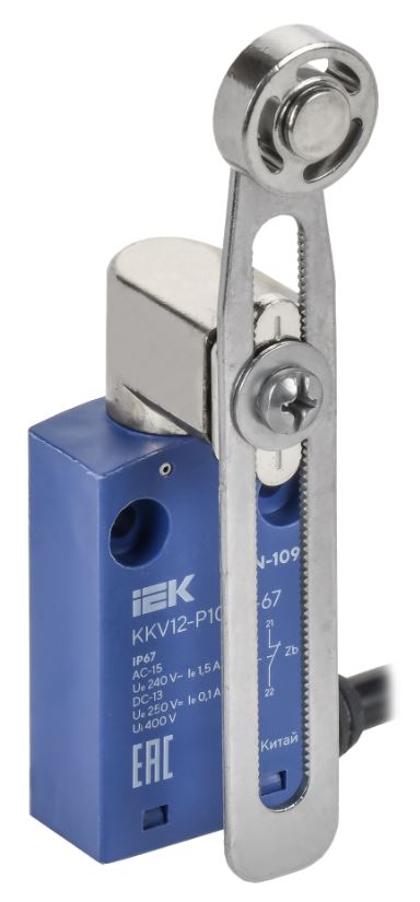 

Выключатель концевой IEK KKV12-P109-1-67 C6N-109 регулируемый рычаг с металлическим роликом IP67, KKV12-P109-1-67