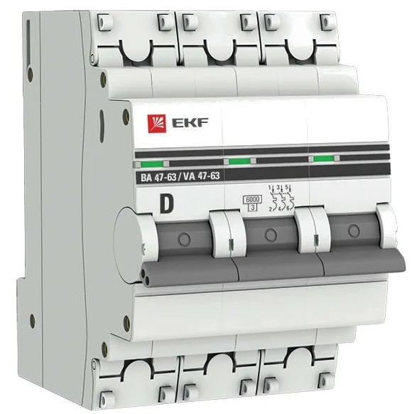 

Автоматический выключатель EKF mcb4763-3-10D-pro 3P 10А (D) 4,5kA ВА 47-63, mcb4763-3-10D-pro