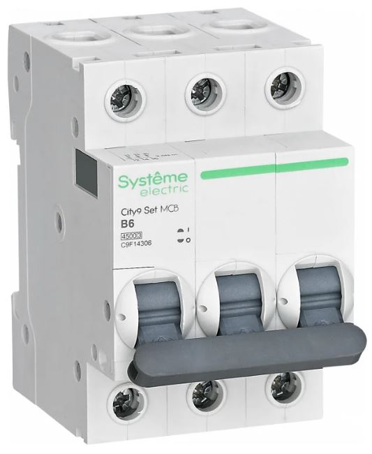 

Автоматический выключатель Systeme Electric C9F14306 City9 Set B 6А 3P 4.5kA 400В, C9F14306