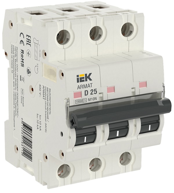 

Автоматический выключатель IEK AR-M10N-3-D025 ARMAT M10N 3P D 25А, AR-M10N-3-D025