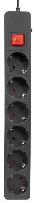 

Сетевой фильтр Filum FL-SP6-5.0M-16, 4000 Вт., 6 розеток, защитные шторки, шнур 5.0 м., черный, FL-SP6-5.0M-16