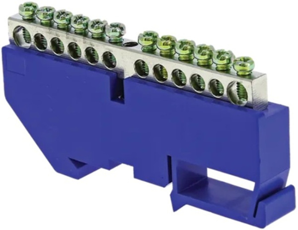 Изображение товара Шина EKF sn1-63-12-d для присоединения проводников и заземления, никелированная латунь