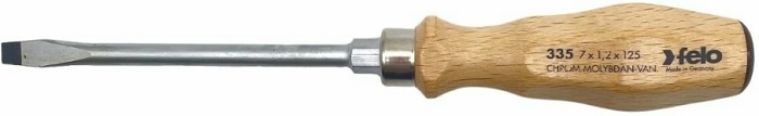 

Отвертка Felo 33506590 с деревянной рукояткой ударная SL 7,0Х1,2, 33506590
