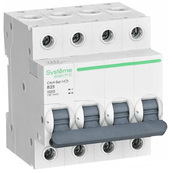 

Автоматический выключатель Systeme Electric C9F14425 City9 Set B 25А 4P 4.5kA 400В, C9F14425