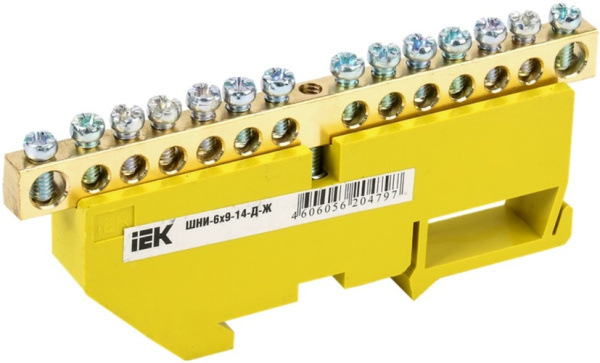 Изображение товара Шина IEK YNN10-69-14D-K05 для электрических монтажных подключений 14 отверстий