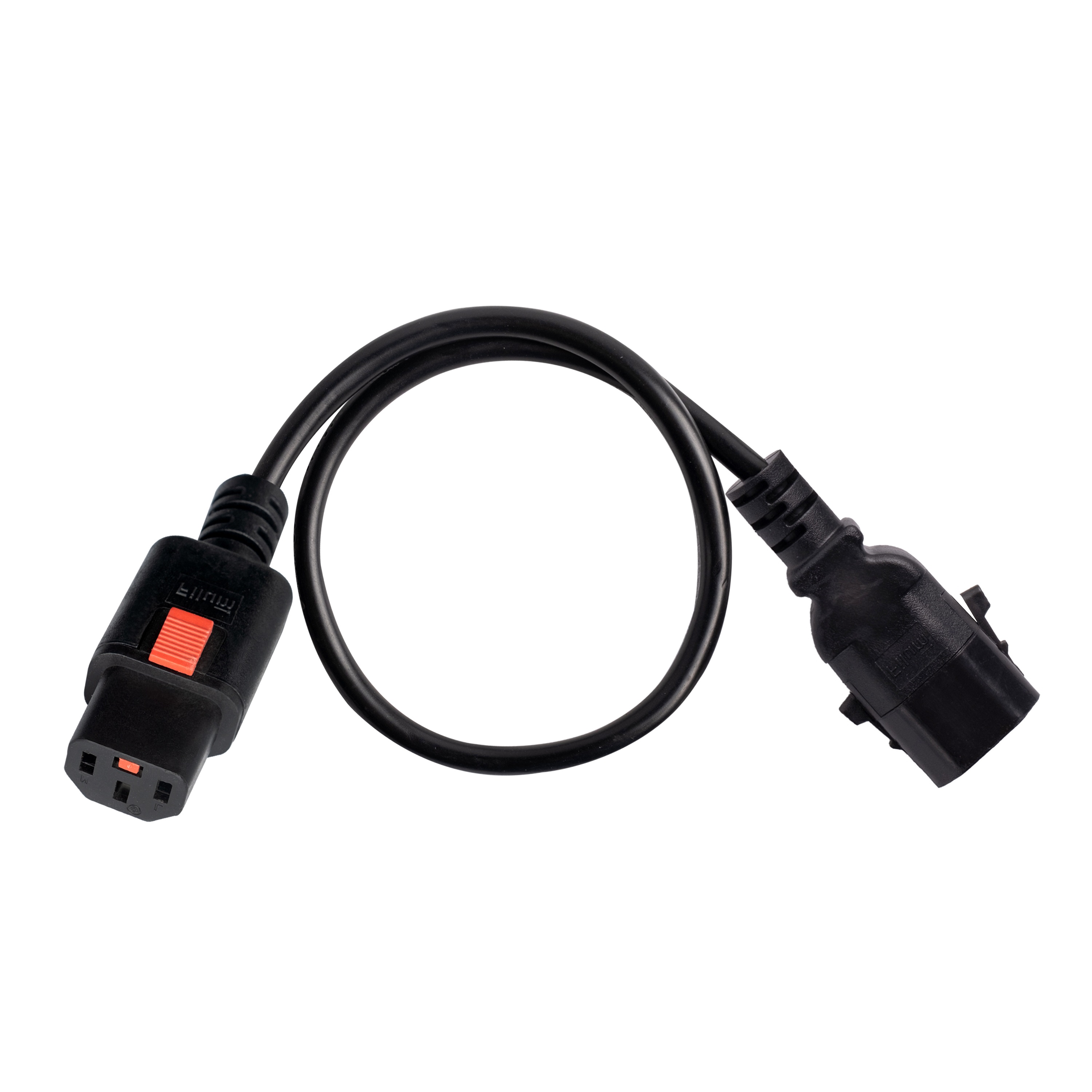 Кабель питания Filum FL-PC-C13F/C14F-C1-0.5-BK с фиксацией, 3х1,0мм, 220В, 10А, черный, 0,5м