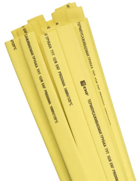 Изображение товара EKF термоусаживаемая трубка Tut-16-Y-1M желтая 1 м полиолефин для электроизоляции и маркировки